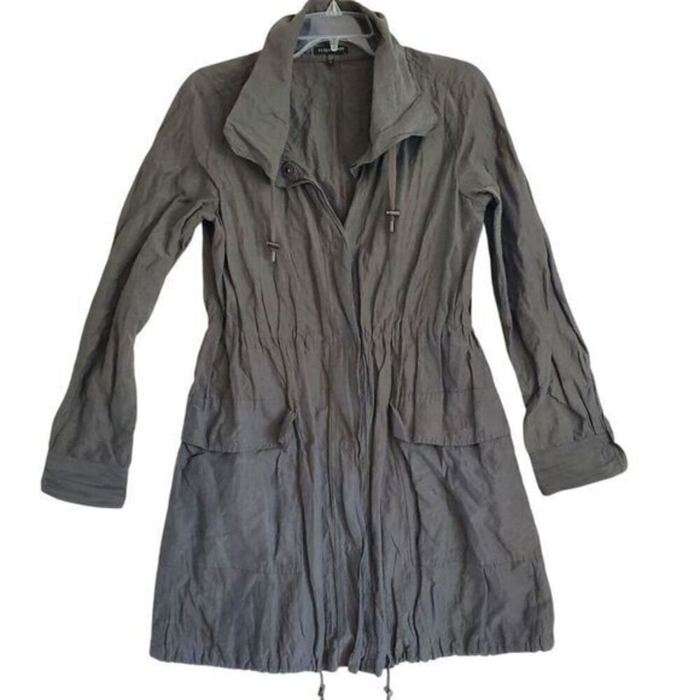 Eileen Fisher Jacket Womens XS‎ Snaps Green Drawstring